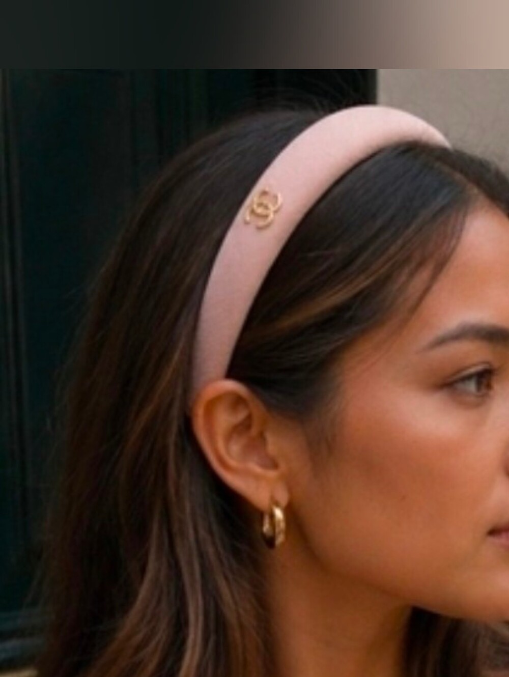 Blush Pink Padded Headband with Gold Charm